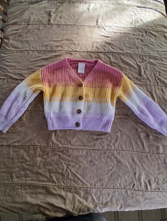 jumping beans Other - jumping beans Cropped Striped Button Cardigan - Pink, Yellow, Lavender